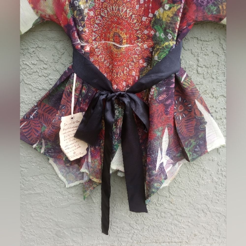NWT ONE WORLD Bahia Green Boho Mandala Multicolor Shirt Wrap Around Belt Small - Picture 3 of 13